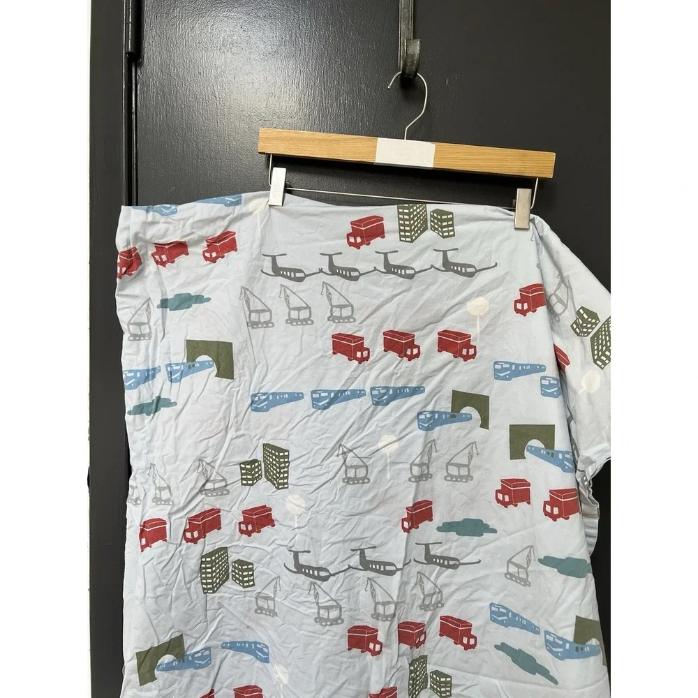 Pottery Barn Kids 2 Piece Train Plane Crane Car Twin Flat And Fitted Sheet Set